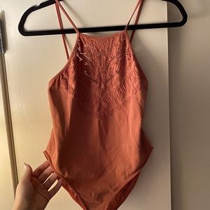 Coral Halter Bodysuit